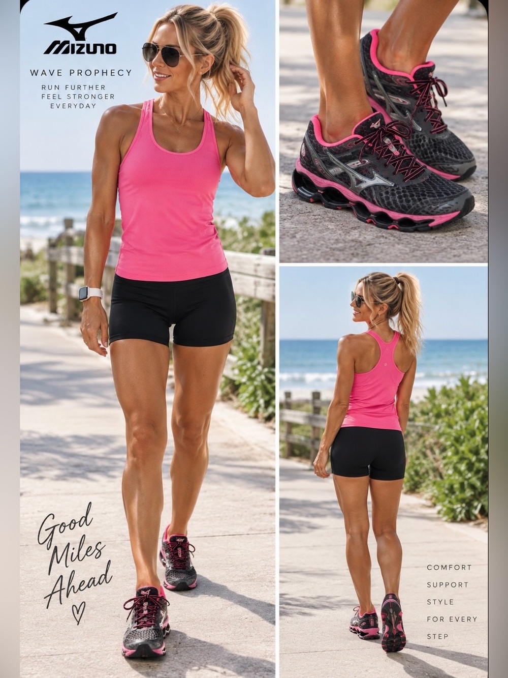 Mizuno Women's Dark Gray & Pink Athletic Running Shoes